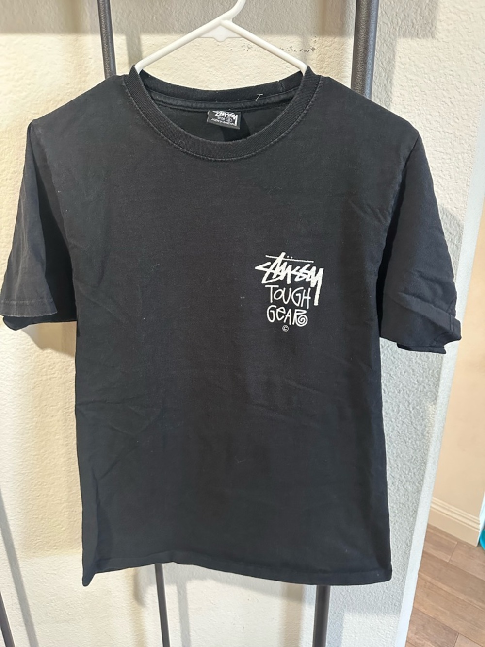 Stüssy Black Graphic Tee - 'Tough Gear' Logo